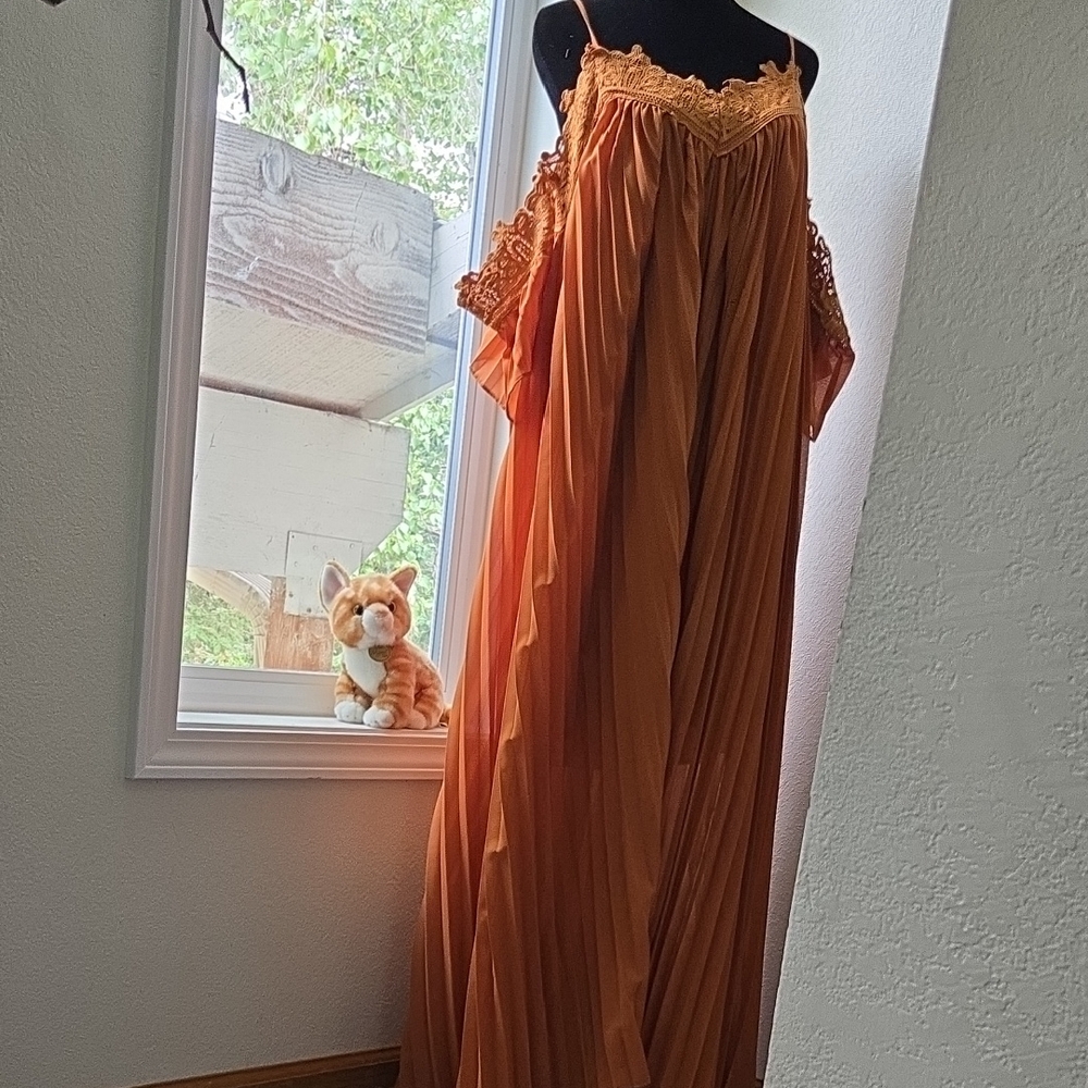 Few Moda Orange Lace-Trimmed Women's Dress